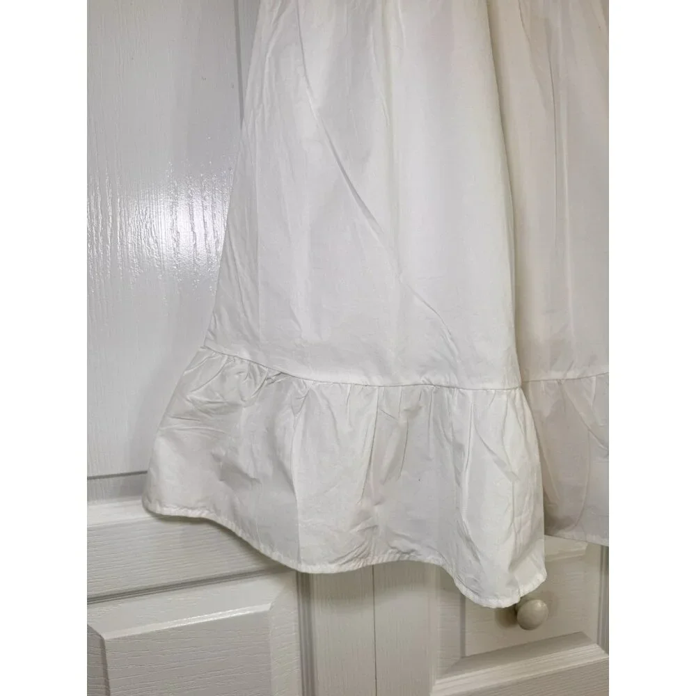 White Cottagecore Mini Dress Crochet Floral Boho Sundress Size L 10 - Picture 4 of 11